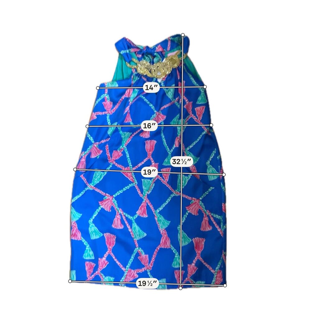 Lilly Pulitzer Elsa Silk Halter Dress Tassels Print Size 2 - Picture 8 of 8